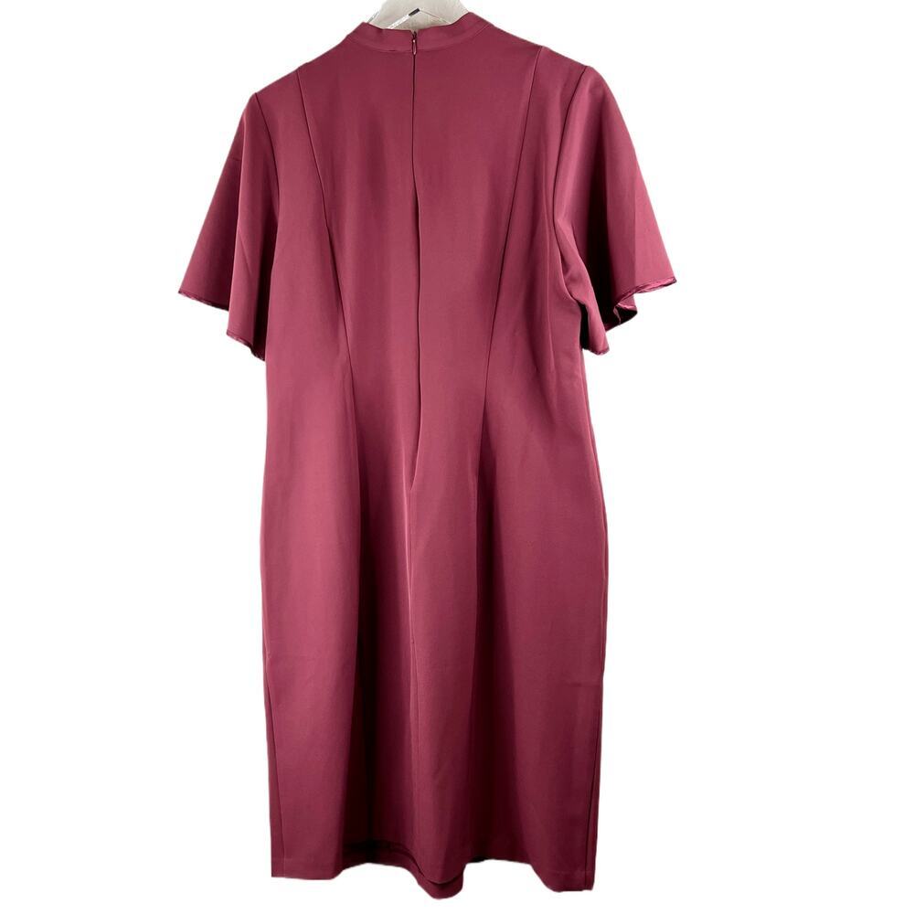 Eloquii Studio Ruffle & Tie Front Dress Wine Burgundy Red Women's Size 14 - Picture 3 of 11